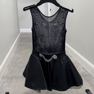 Elegant Black Kids Dance Costume with Chain Detail